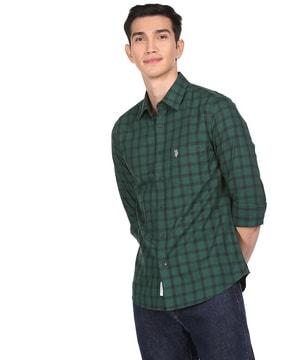 checked shirt with patch pocket