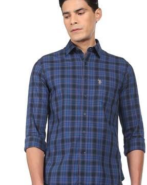 checked shirt with patch pocket