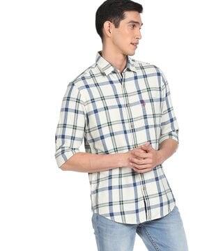 checked shirt with patch pocket