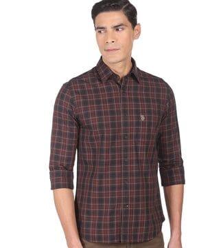 checked shirt with patch pocket