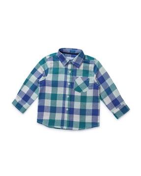 checked shirt with patch pocket