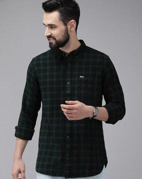 checked shirt with patch pocket