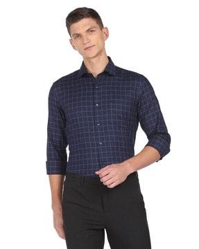 checked shirt with patch pocket