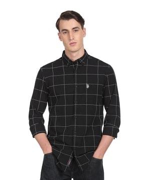 checked shirt with patch pocket