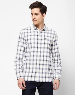 checked shirt with patch pocket