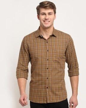 checked shirt with patch pocket