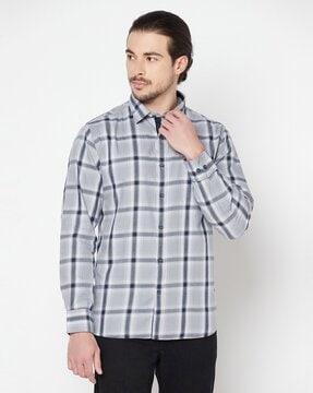 checked shirt with patch pocket