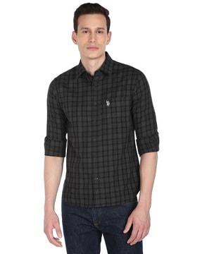 checked shirt with patch pocket