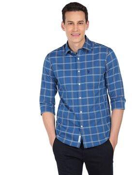 checked shirt with patch pocket