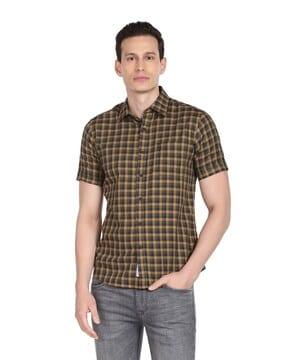 checked shirt with patch pocket