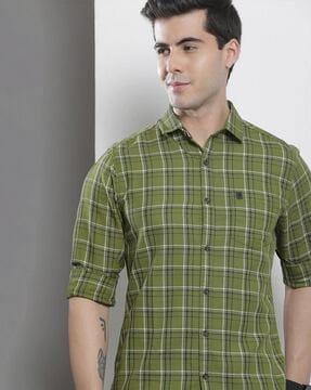 checked shirt with patch pocket