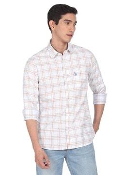 checked shirt with patch pocket