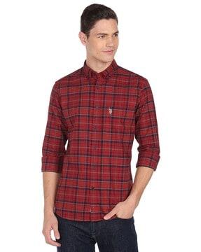 checked shirt with patch pocket