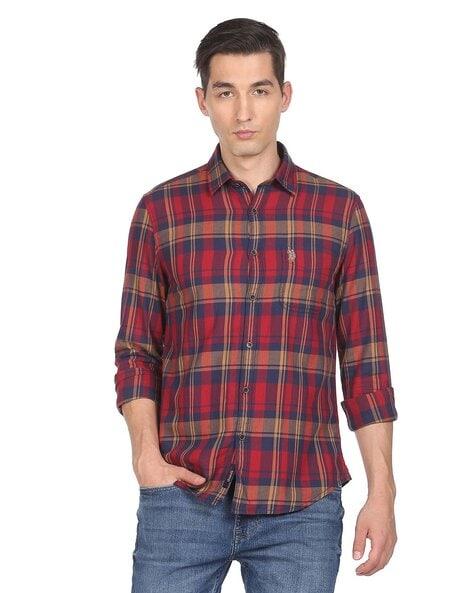 checked shirt with patch pocket