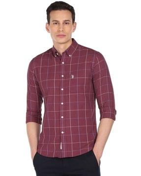 checked shirt with patch pocket