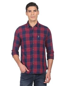 checked shirt with patch pocket