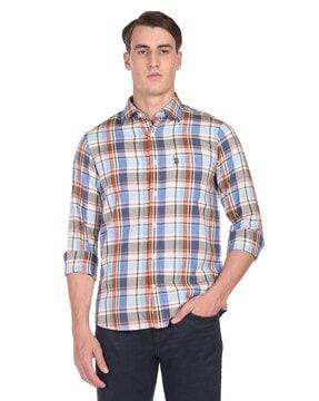 checked shirt with patch pocket