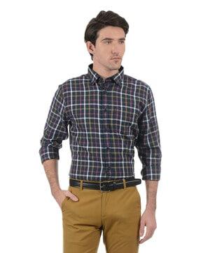 checked shirt with patch pocket