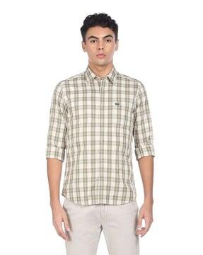 checked shirt with patch pocket