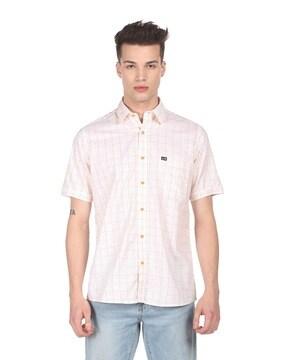 checked shirt with patch pocket