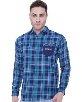 checked shirt with patch pocket