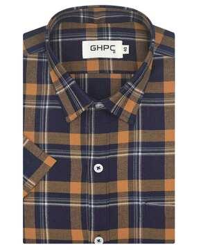 checked shirt with patch pocket