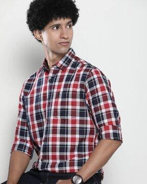 checked shirt with patch pocket