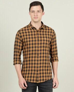 checked shirt with patch pocket