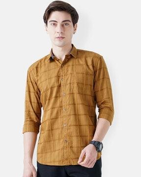 checked shirt with patch pocket