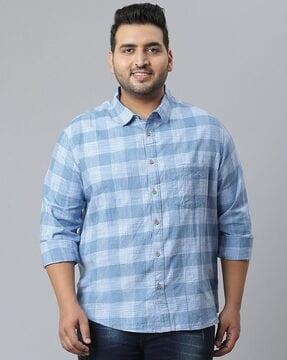 checked shirt with patch pocket