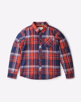 checked shirt with patch pocket