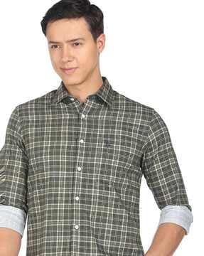 checked shirt with patch pocket