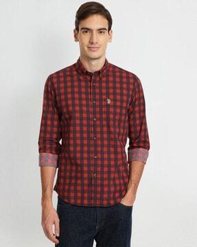 checked shirt with patch pocket