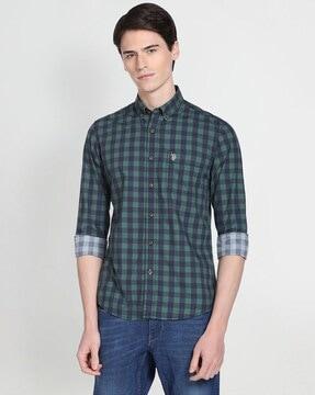 checked shirt with patch pocket