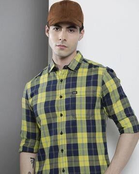 checked shirt with patch pocket