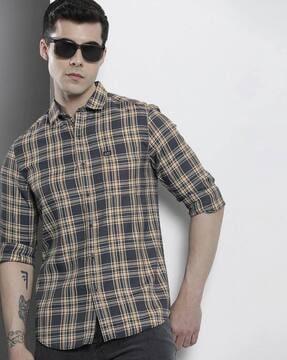 checked shirt with patch pocket