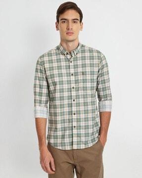 checked shirt with patch pocket