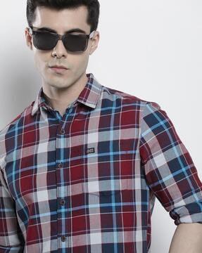 checked shirt with patch pocket