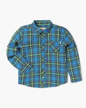 checked shirt with patch pocket