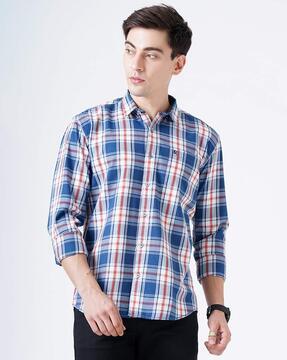 checked shirt with patch pocket