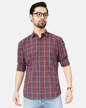 checked shirt with patch pocket