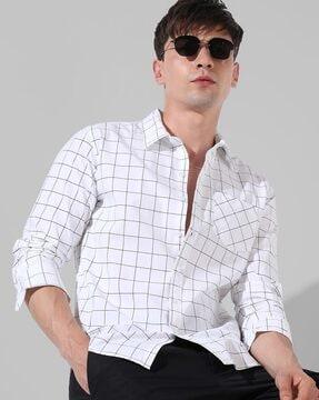 checked shirt with patch pocket