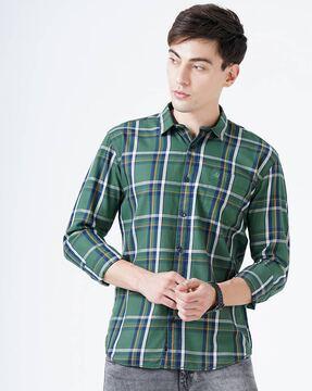 checked shirt with patch pocket