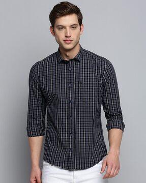 checked shirt with patch pocket