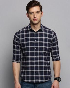 checked shirt with patch pocket