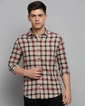 checked shirt with patch pocket