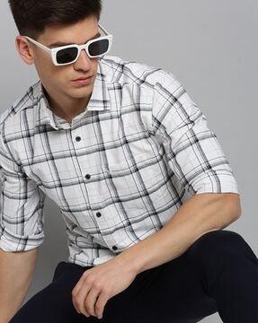 checked shirt with patch pocket