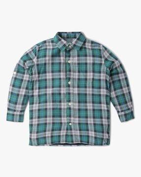 checked shirt with patch pocket