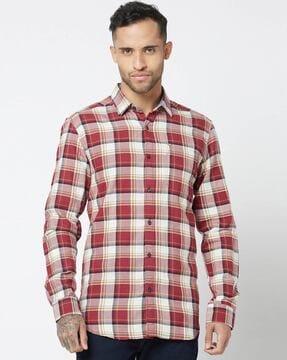 checked shirt with patch pocket