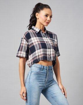 checked shirt with patch pocket